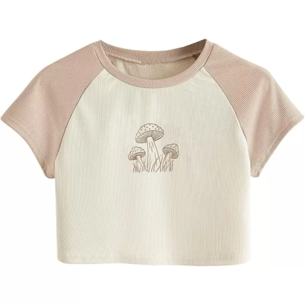 SweatyRocks Women's Graphic Print Round Neck T Shirt Short Sleeve Crop Tee Tops