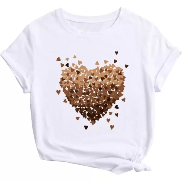 SweatyRocks Women's Heart Graphic Crew Neck Casual Tee Shirt Short Sleeve Summer Basic T-Shirt Top