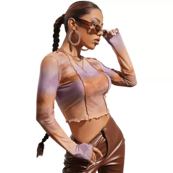 SweatyRocks Women's Short Sleeve Print See Through Sheer Mesh Crop Top T Shirt