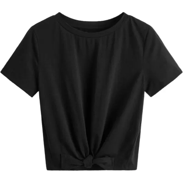 SweatyRocks Women's Short Sleeve Tie Dye Tie Hem Summer Crop T-Shirt Tops Blouse