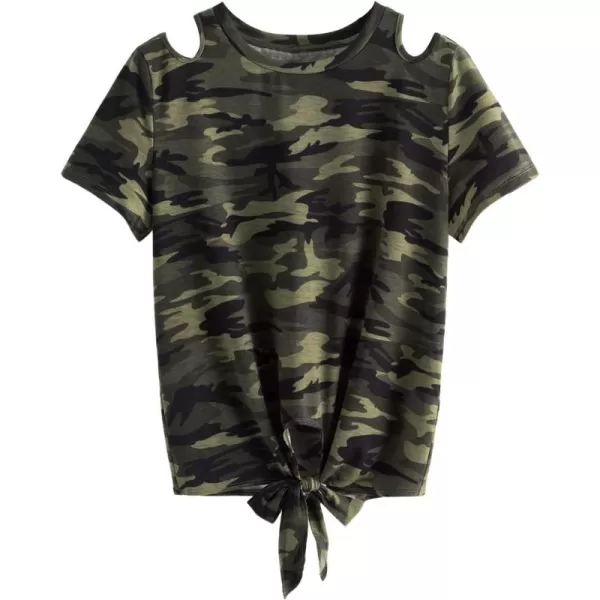 SweatyRocks Women's Short Sleeve Tie Dye Tie Hem Summer Crop T-Shirt Tops Blouse