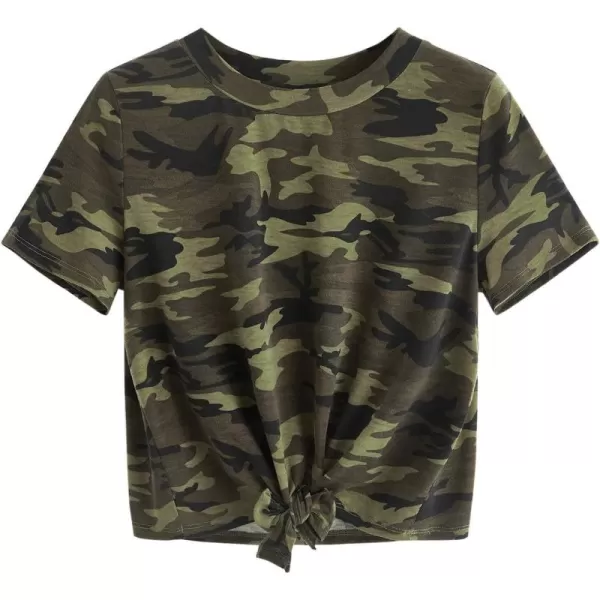 SweatyRocks Women's Short Sleeve Tie Dye Tie Hem Summer Crop T-Shirt Tops Blouse