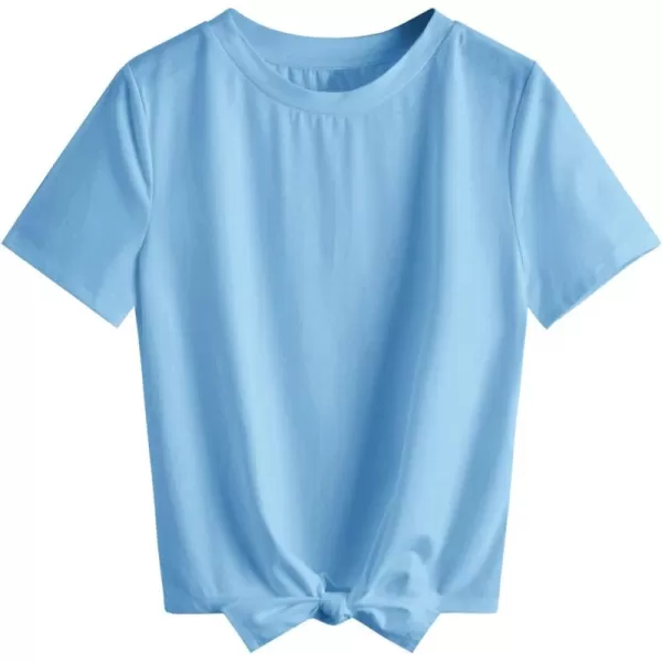 SweatyRocks Women's Short Sleeve Tie Dye Tie Hem Summer Crop T-Shirt Tops Blouse