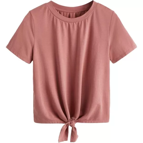 SweatyRocks Women's Short Sleeve Tie Dye Tie Hem Summer Crop T-Shirt Tops Blouse