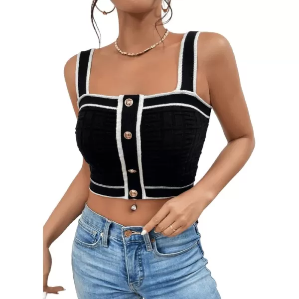 SweatyRocks Women's Sleeveless Ribbed Knit Spaghetti Strap Crop Cami Tank Top