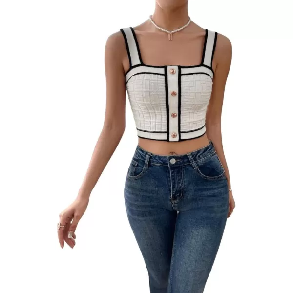 SweatyRocks Women's Sleeveless Ribbed Knit Spaghetti Strap Crop Cami Tank Top
