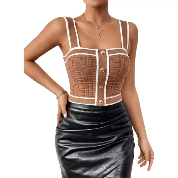 SweatyRocks Women's Sleeveless Ribbed Knit Spaghetti Strap Crop Cami Tank Top