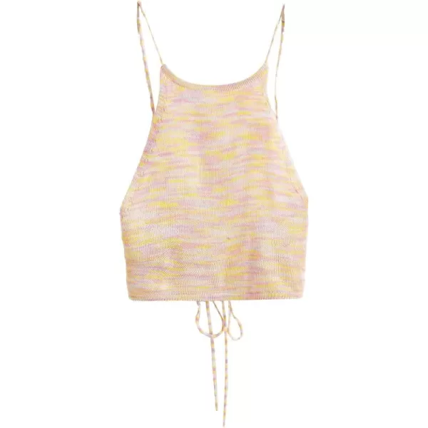 SweatyRocks Women's Sleeveless Space Dye Knit Camisole Criss Cross Backless Crop Top