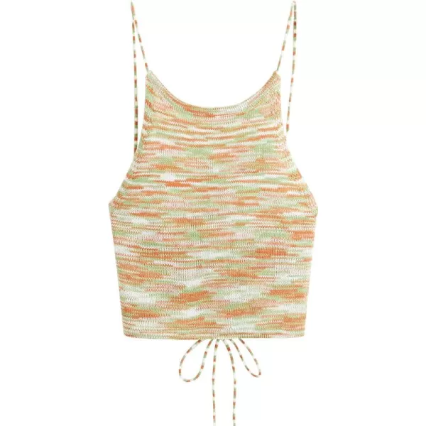 SweatyRocks Women's Sleeveless Space Dye Knit Camisole Criss Cross Backless Crop Top