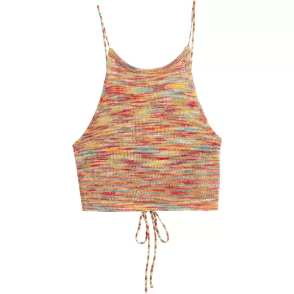 SweatyRocks Women's Sleeveless Space Dye Knit Camisole Criss Cross Backless Crop Top