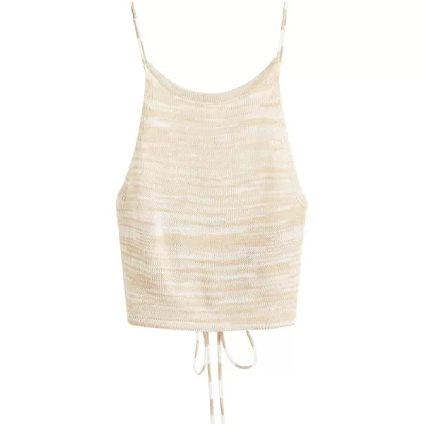 SweatyRocks Women's Sleeveless Space Dye Knit Camisole Criss Cross Backless Crop Top