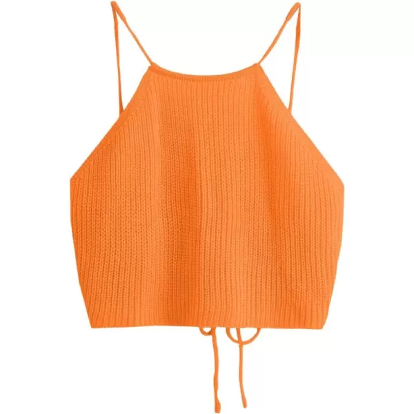SweatyRocks Women's Sleeveless Space Dye Knit Camisole Criss Cross Backless Crop Top