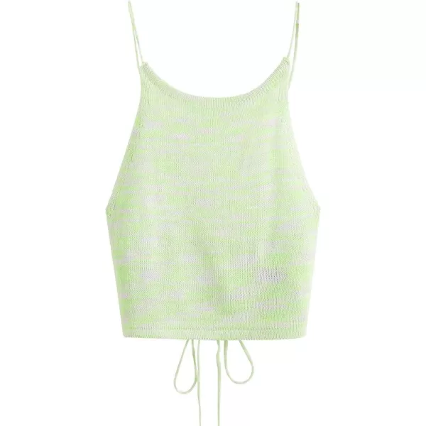 SweatyRocks Women's Sleeveless Space Dye Knit Camisole Criss Cross Backless Crop Top
