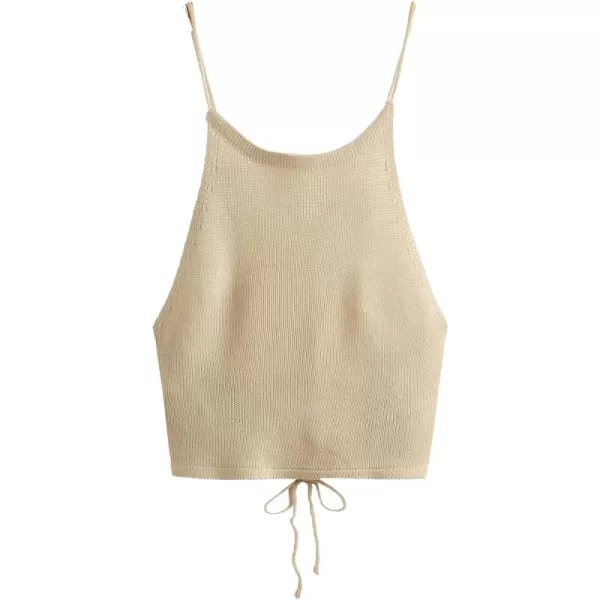 SweatyRocks Women's Sleeveless Space Dye Knit Camisole Criss Cross Backless Crop Top
