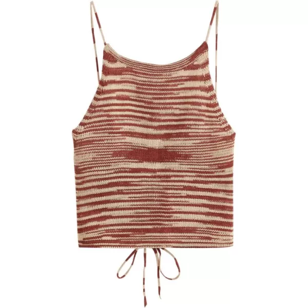 SweatyRocks Women's Sleeveless Space Dye Knit Camisole Criss Cross Backless Crop Top