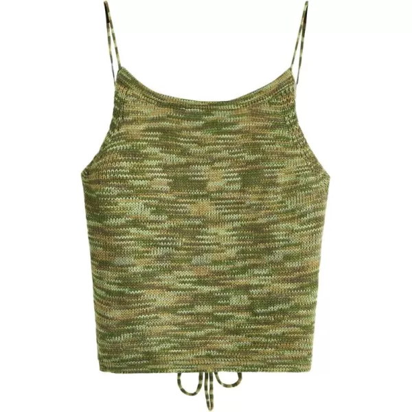 SweatyRocks Women's Sleeveless Space Dye Knit Camisole Criss Cross Backless Crop Top