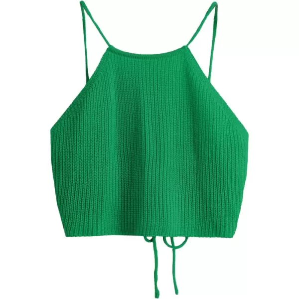 SweatyRocks Women's Sleeveless Space Dye Knit Camisole Criss Cross Backless Crop Top