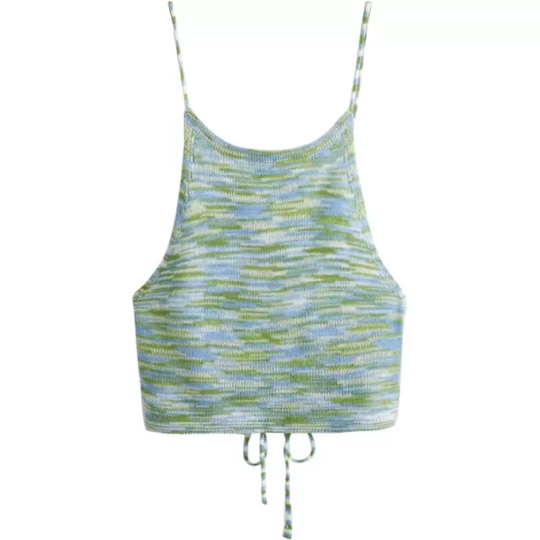 SweatyRocks Women's Sleeveless Space Dye Knit Camisole Criss Cross Backless Crop Top
