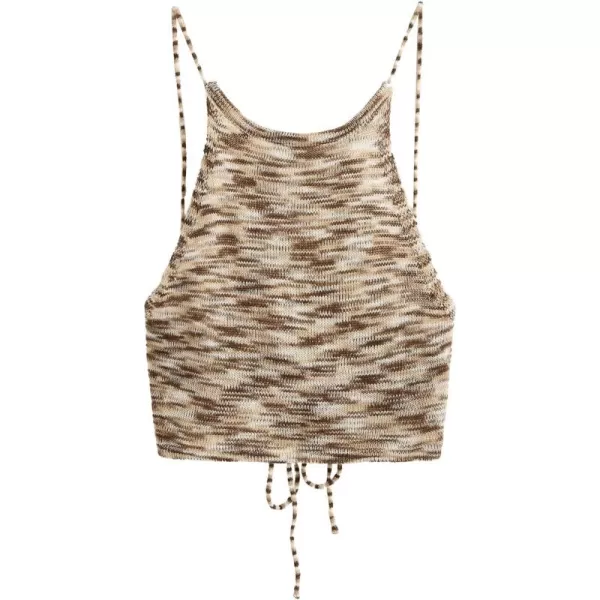 SweatyRocks Women's Sleeveless Space Dye Knit Camisole Criss Cross Backless Crop Top