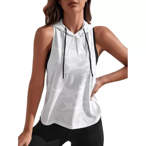 SweatyRocks Women's Summer Sleeveless Hooded Tank Top T-Shirt for Athletic Exercise Relaxed Breathable
