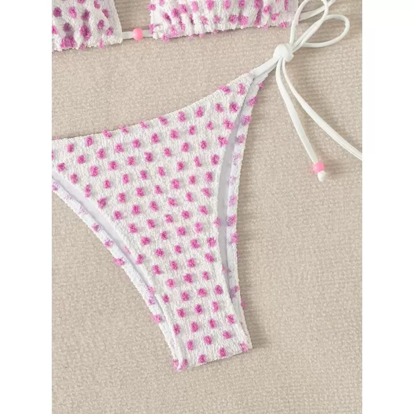 SweatyRocks Women's 2 Piece Triangle Bathing Suit Halter Top ​Tie Side Thong Bikini Swimsuits