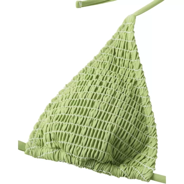SweatyRocks Women's 2 Piece Triangle Bathing Suit Halter Top ​Tie Side Thong Bikini Swimsuits