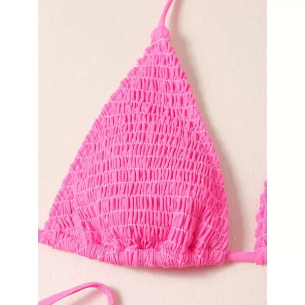 SweatyRocks Women's 2 Piece Triangle Bathing Suit Halter Top ​Tie Side Thong Bikini Swimsuits