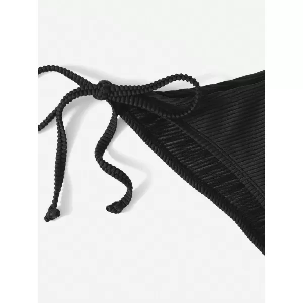 SweatyRocks Women's 2 Piece Triangle Bathing Suit Halter Top ​Tie Side Thong Bikini Swimsuits