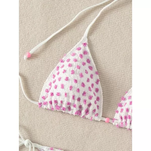 SweatyRocks Women's 2 Piece Triangle Bathing Suit Halter Top ​Tie Side Thong Bikini Swimsuits