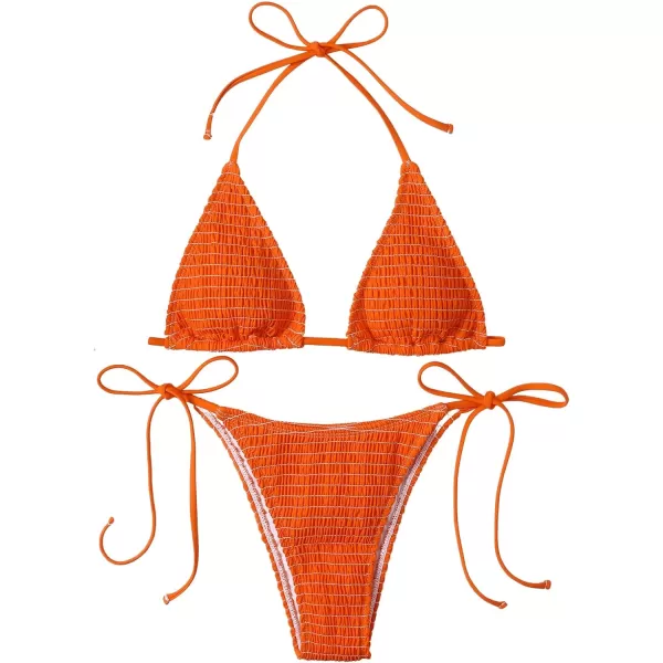 SweatyRocks Women's 2 Piece Triangle Bathing Suit Halter Top ​Tie Side Thong Bikini Swimsuits