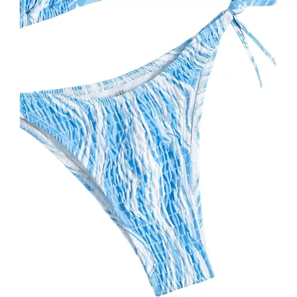 SweatyRocks Women's 2 Piece Triangle Bathing Suit Halter Top ​Tie Side Thong Bikini Swimsuits