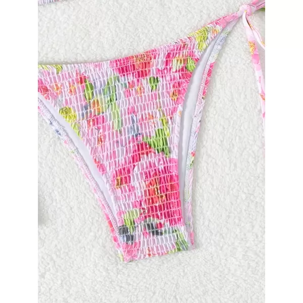 SweatyRocks Women's 2 Piece Triangle Bathing Suit Halter Top ​Tie Side Thong Bikini Swimsuits