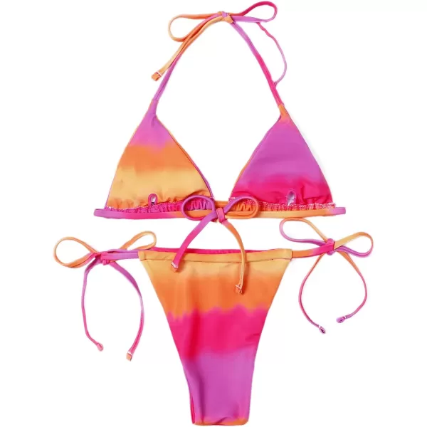 SweatyRocks Women's Sexy Bathing Suits Halter Bikini Top Tie Dye Two Piece Swimsuits