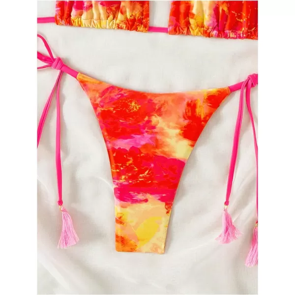 SweatyRocks Women's Sexy Bathing Suits Halter Bikini Top Tie Dye Two Piece Swimsuits
