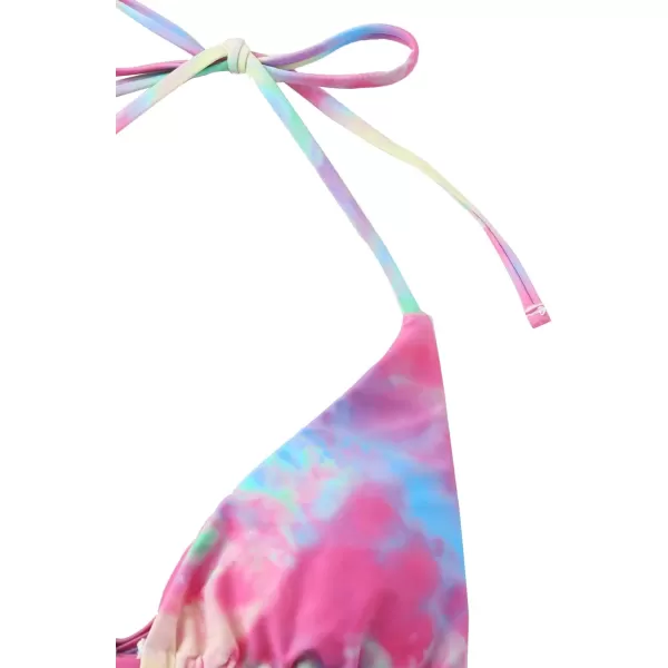 SweatyRocks Women's Sexy Bathing Suits Halter Bikini Top Tie Dye Two Piece Swimsuits