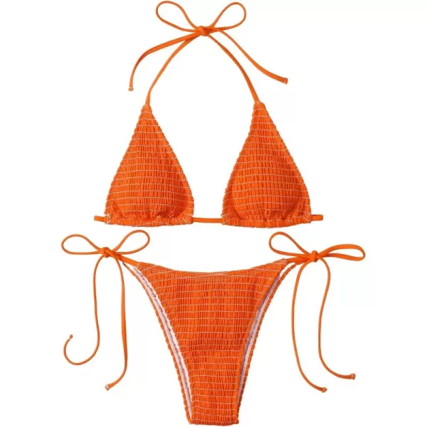 SweatyRocks Women's 2 Piece Triangle Bathing Suit Halter Top ​Tie Side Thong Bikini Swimsuits