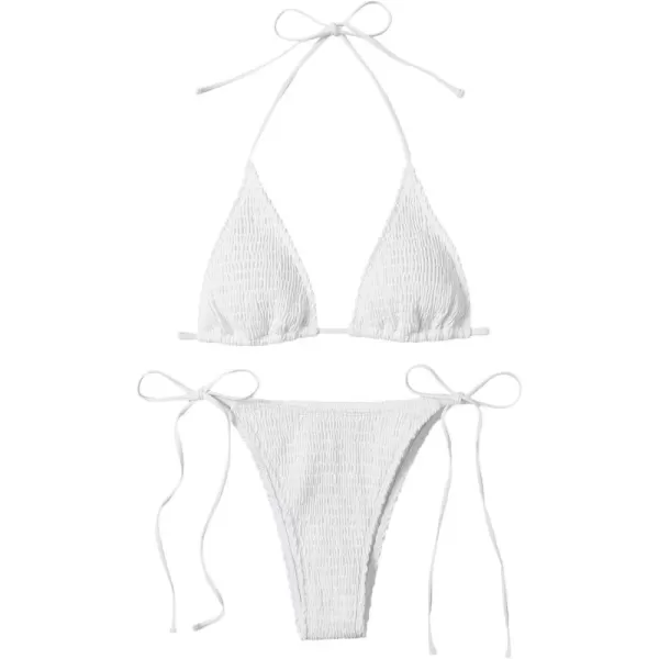 SweatyRocks Women's 2 Piece Triangle Bathing Suit Halter Top ​Tie Side Thong Bikini Swimsuits