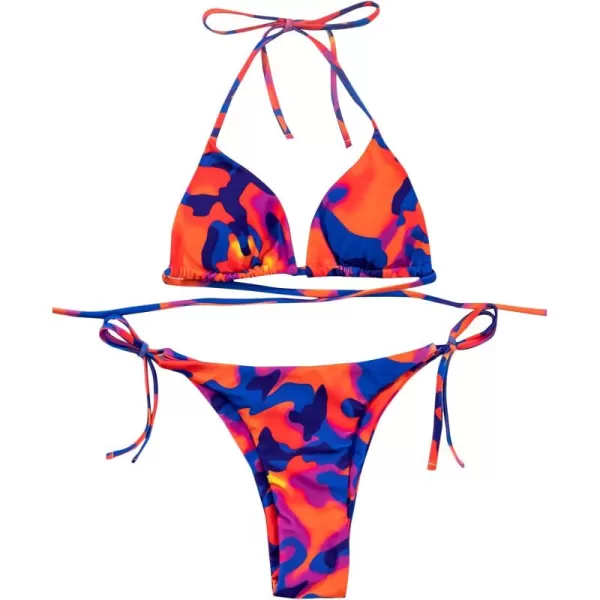 SweatyRocks Women's Sexy Bathing Suits Halter Bikini Top Tie Dye Two Piece Swimsuits
