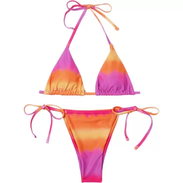SweatyRocks Women's Sexy Bathing Suits Halter Bikini Top Tie Dye Two Piece Swimsuits