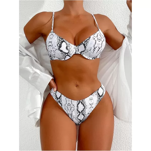 SweatyRocks Women's Sexy Bathing Suits Spaghetti Strap Floral Bikini Set Underwire Swimsuit