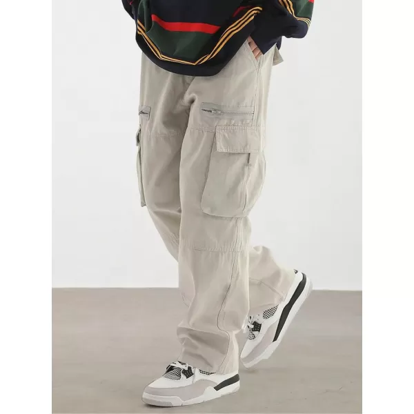 SweatyRocks Men's Straight Leg Flap Pockets Cargo Jeans Baggy Denim Pants
