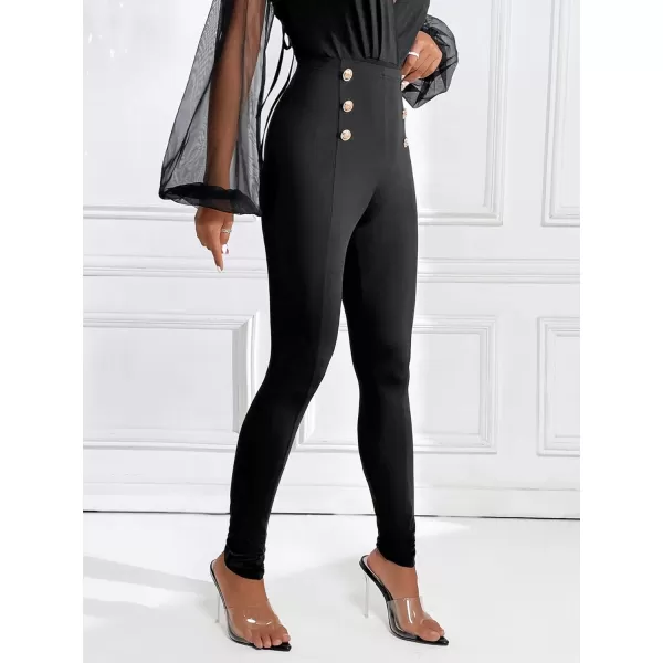 SweatyRocks Women's Basic Leggings Stretchy Slim Elastic High Waist Work Pants