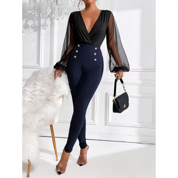 SweatyRocks Women's Basic Leggings Stretchy Slim Elastic High Waist Work Pants