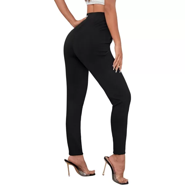 SweatyRocks Women's Basic Leggings Stretchy Slim Elastic High Waist Work Pants