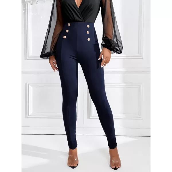 SweatyRocks Women's Basic Leggings Stretchy Slim Elastic High Waist Work Pants