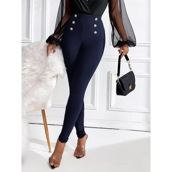 SweatyRocks Women's Basic Leggings Stretchy Slim Elastic High Waist Work Pants