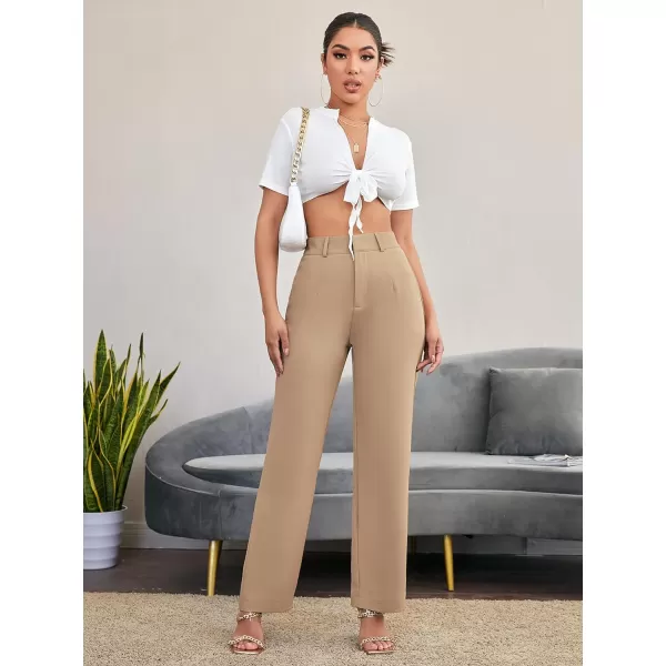 SweatyRocks Women's Elegant High Waist Solid Long Pants Office Trousers