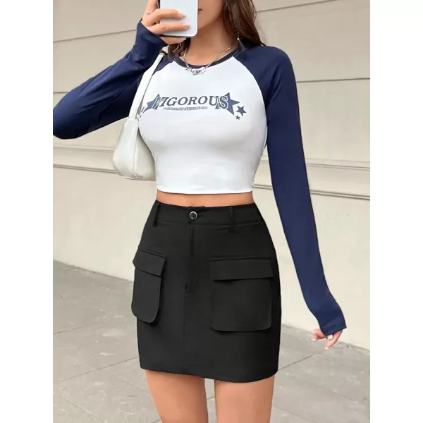 SweatyRocks Women's High Waist A Line Cargo Skirt Casual Mini Skirts with Flap Pocket