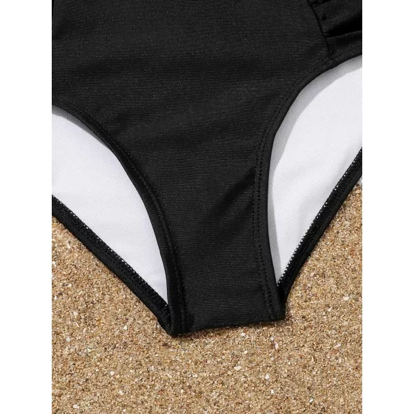 SweatyRocks Girl's 2 Piece Bathing Suits Striped Print Spaghetti Strap Criss Cross Bikini Set High Waist Swimsuit