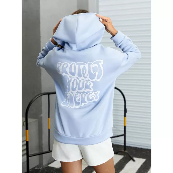SweatyRocks Women's Long Sleeve Drop Shoulder Pullover Sweatshirt Graphic Letter Hoodie Drawstring Thermal Sweatshirt